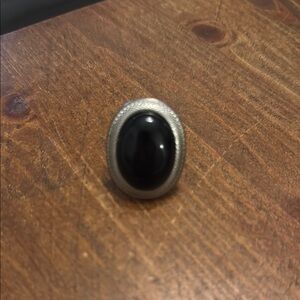Silver and Black Oval Ring